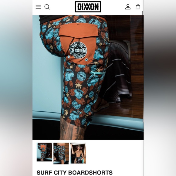 DIXXON Black and Orange Men's Swim Shorts - Picture 2 of 7